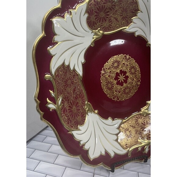 Weimar Katharina Jutta Red/ White Porcelain Cake Stand Made In Germany - Picture 7 of 16